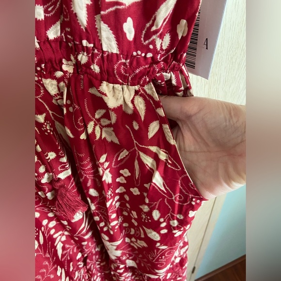 MASALA Burgundy Floral Bohemian Butterfly Sleeve Dress NWT Sz XL - Picture 8 of 13